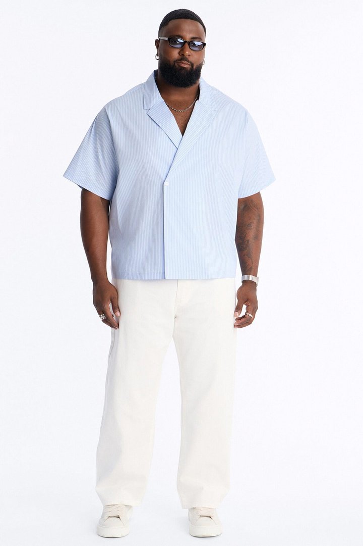 Relaxed Linear Breeze Blazer Shirt - Blue/combo