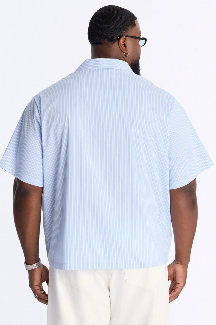 Relaxed Linear Breeze Blazer Shirt - Blue/combo