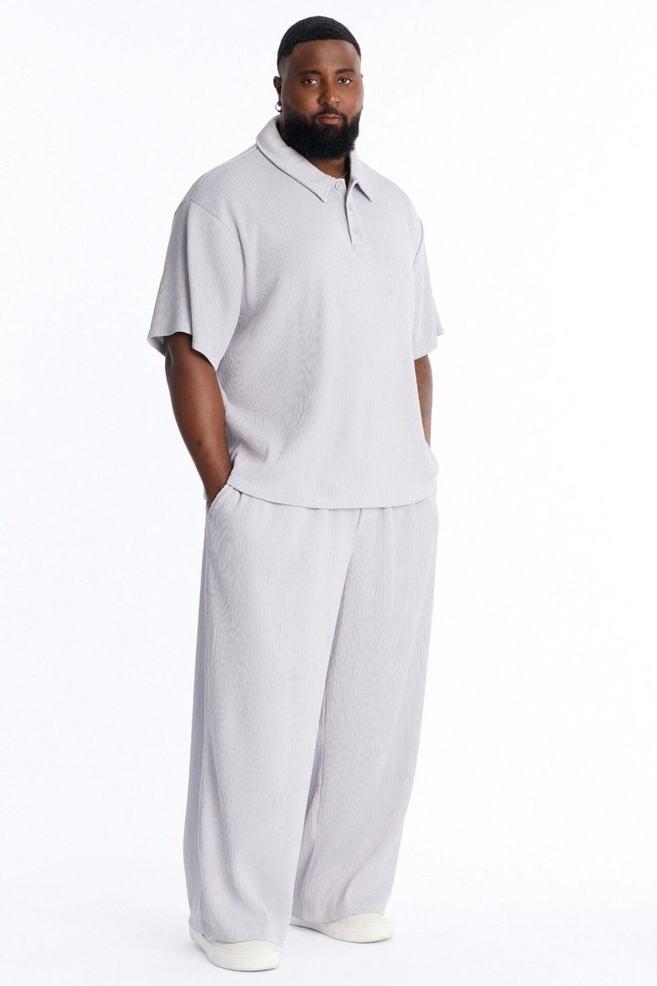Pure Form Plisse Polo - Grey