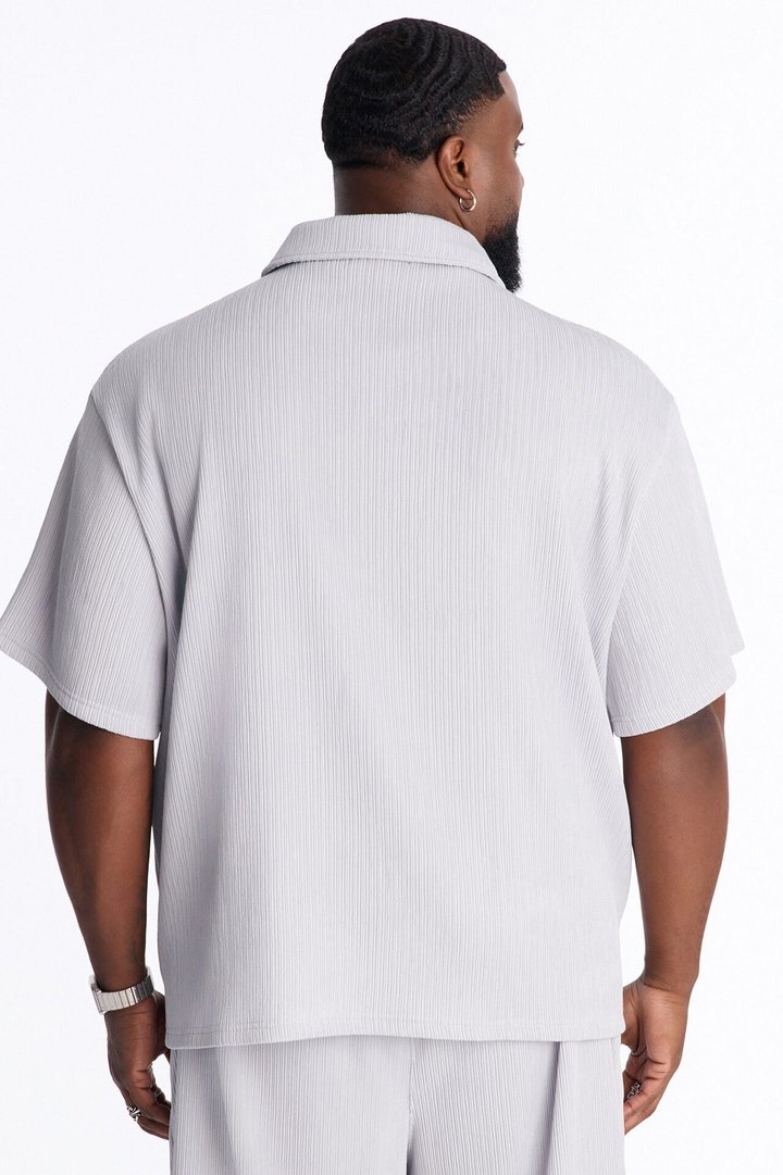Pure Form Plisse Polo - Grey