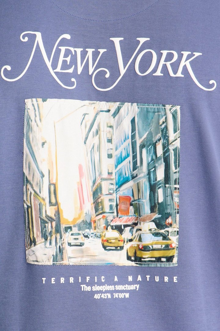 New York Sleepless Nostalgia Short Sleeve Tee - Blue