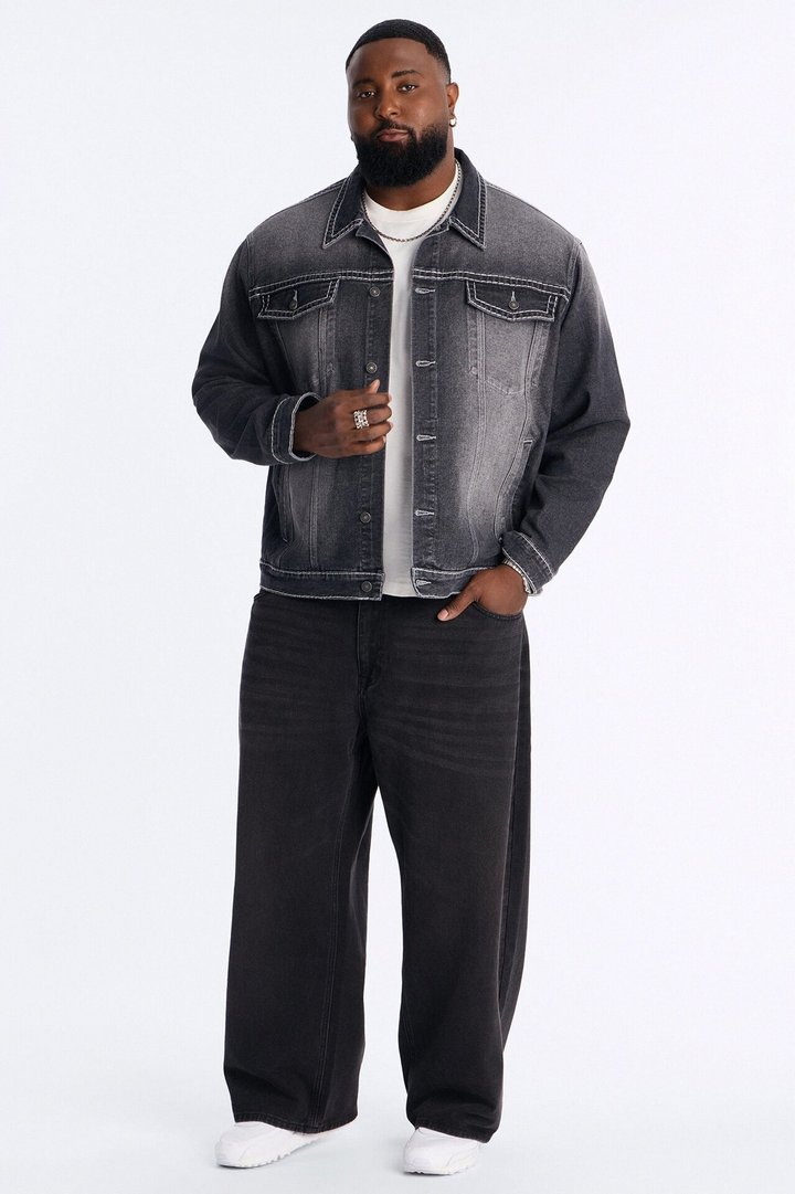 Heavy Stitch Denim Trucker Jacket - Black Wash