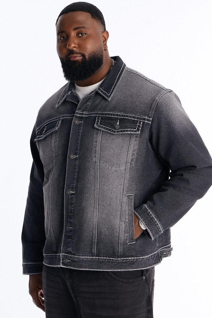Heavy Stitch Denim Trucker Jacket - Black Wash