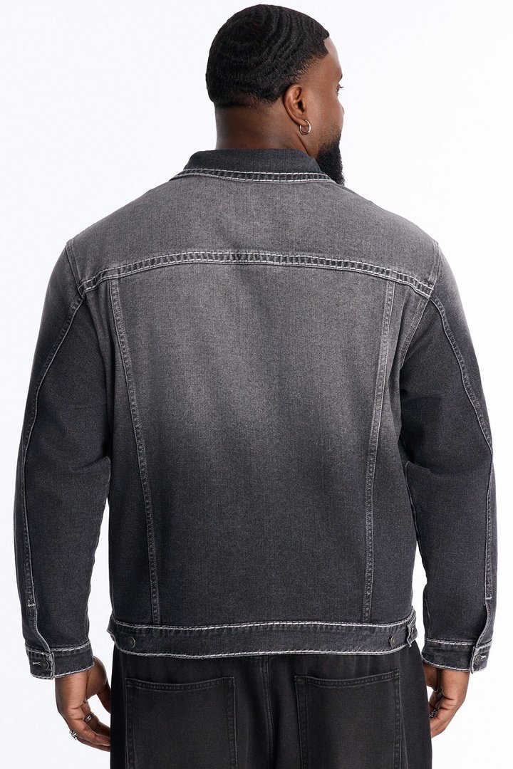 Heavy Stitch Denim Trucker Jacket - Black Wash