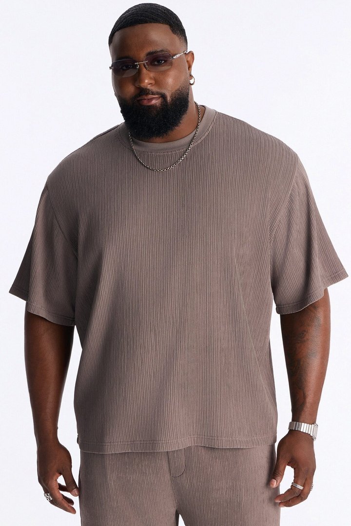 Pure Form Plisse Tee - Brown