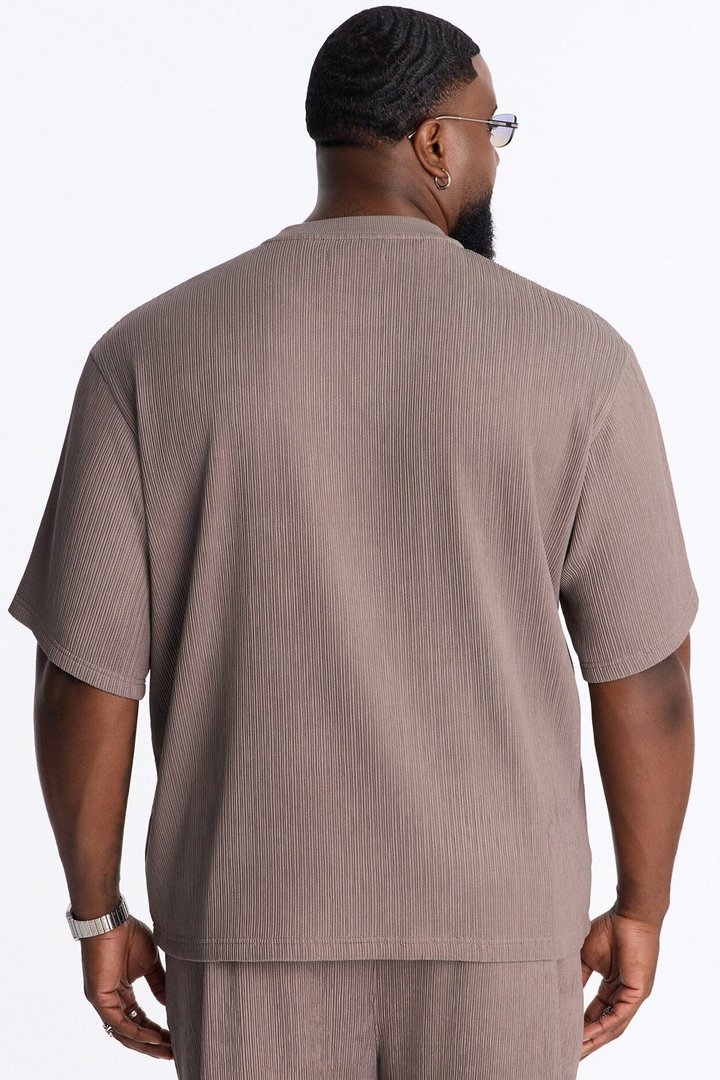 Pure Form Plisse Tee - Brown