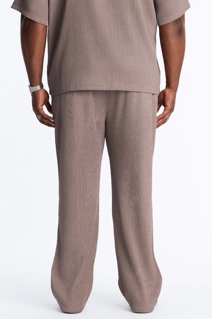 Pure Form Plisse Straight Leg Pant - Brown