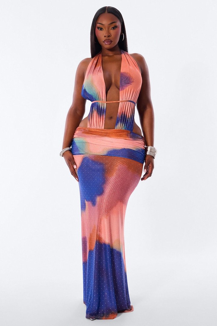 Sunkiss Ombre Mesh Maxi Dress - Multi Color