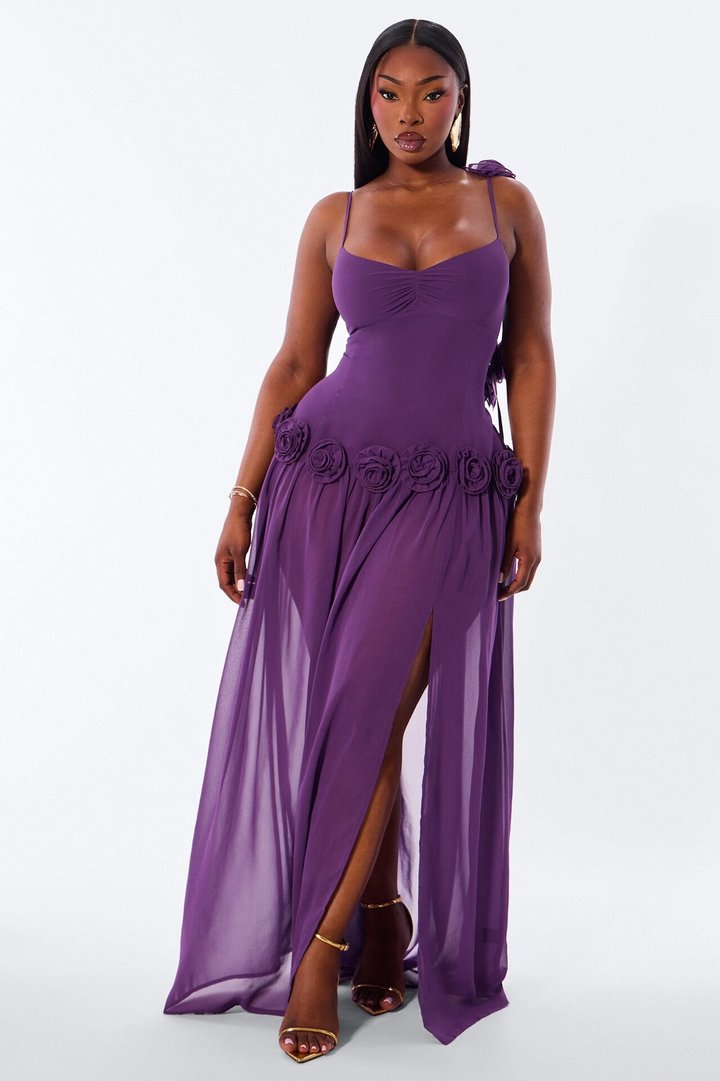 Whispering Angel Chiffon Maxi Dress - Eggplant