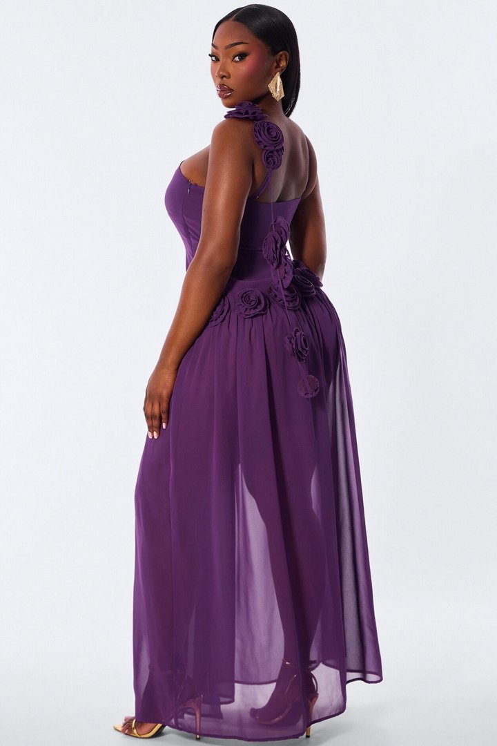 Whispering Angel Chiffon Maxi Dress - Eggplant