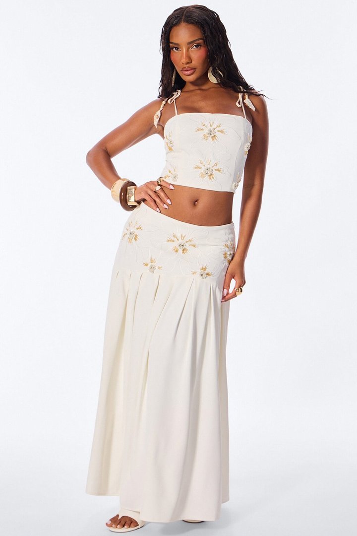 Juliette Embroidered Skirt Set - White