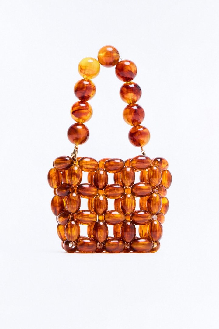 All Bets Are In Mini Beaded Crossbody Bag - Brown
