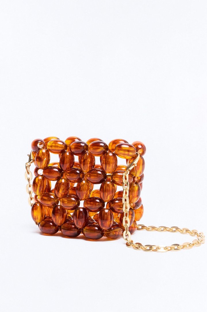 All Bets Are In Mini Beaded Crossbody Bag - Brown