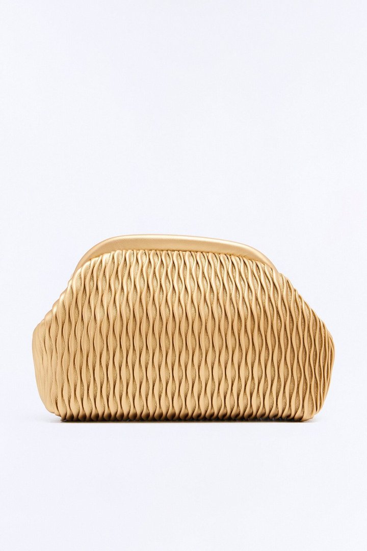 Waves Of The Ocean Faux Leather Clutch - Gold
