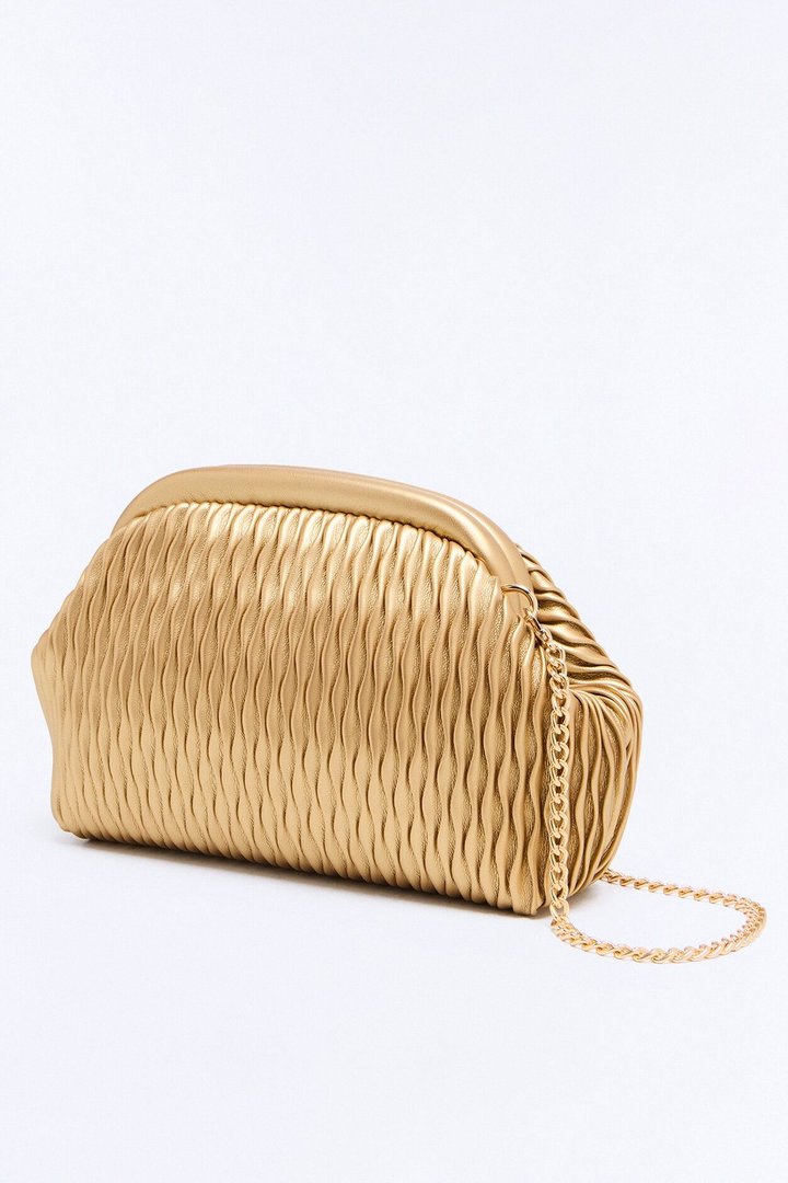 Waves Of The Ocean Faux Leather Clutch - Gold