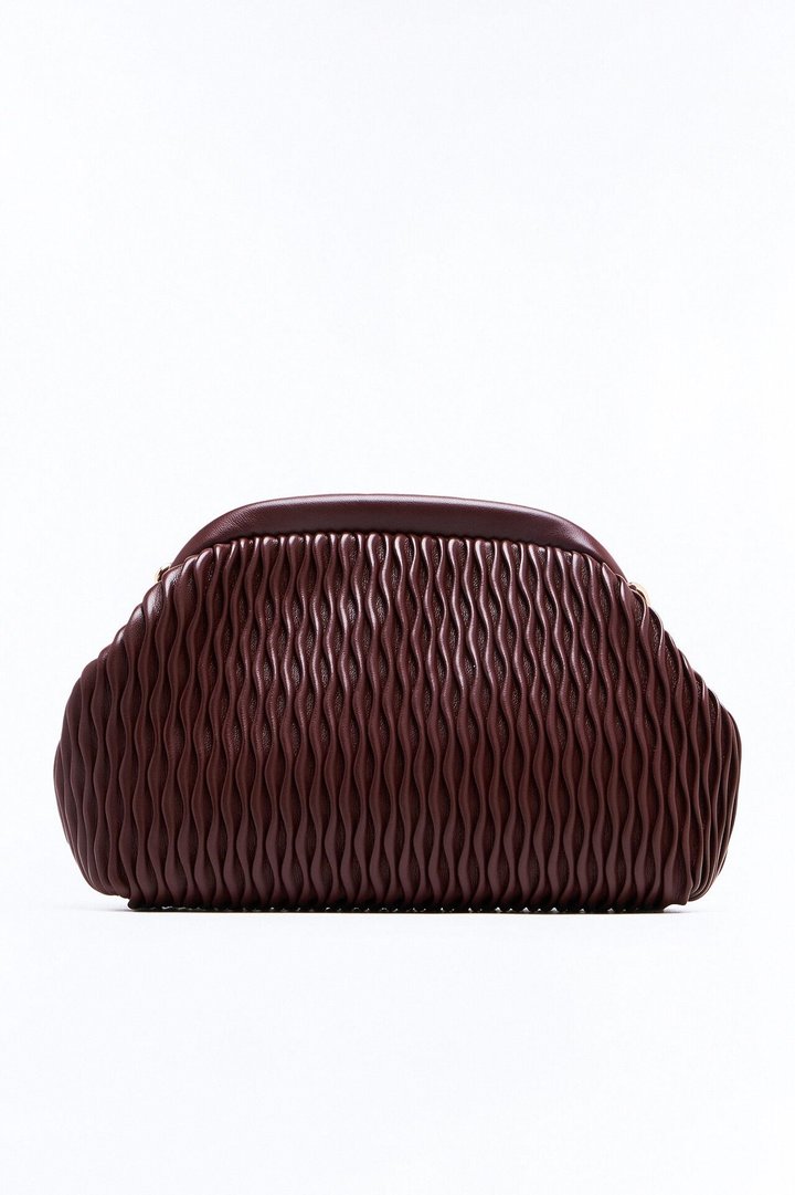 Waves Of The Ocean Faux Leather Clutch - Brown