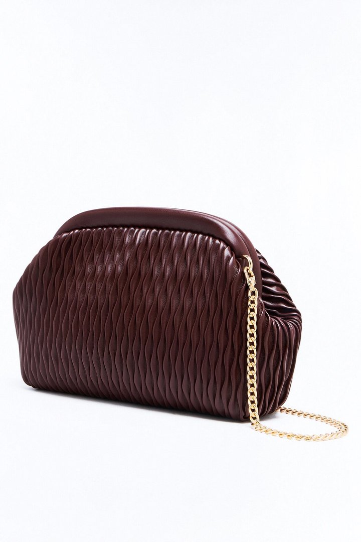 Waves Of The Ocean Faux Leather Clutch - Brown