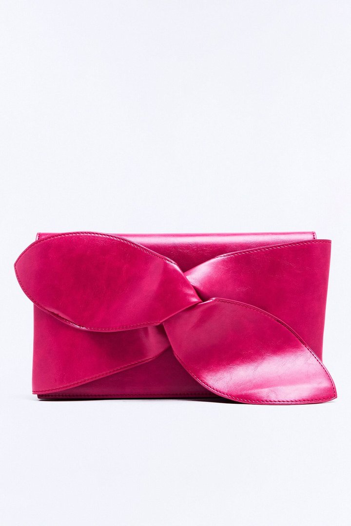 Knot Like Any Other Faux Leather Clutch - Fuchsia