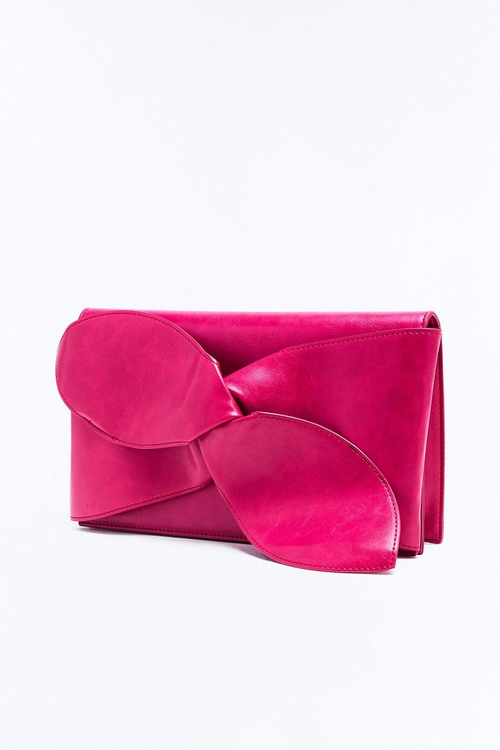 Knot Like Any Other Faux Leather Clutch - Fuchsia