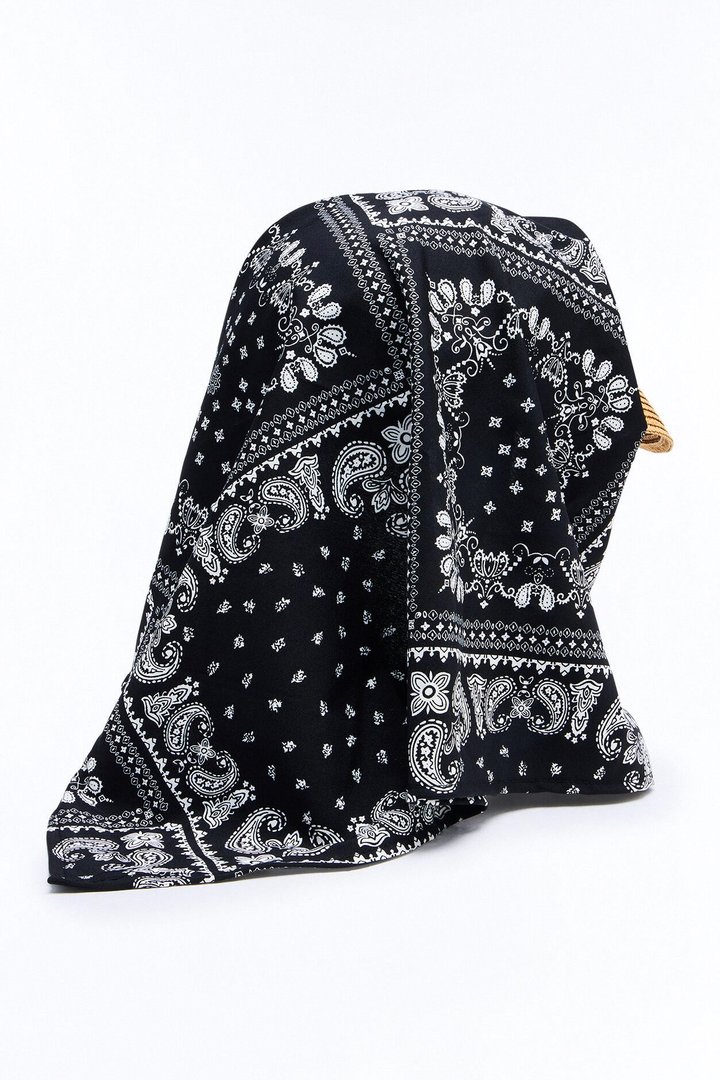 Gran Torino Straw Visor And Head Wrap - Black/combo