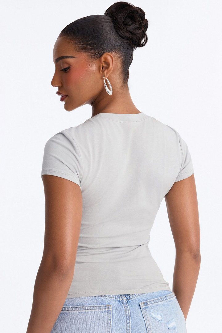 Alyssa Crew Neck Top - Light Grey