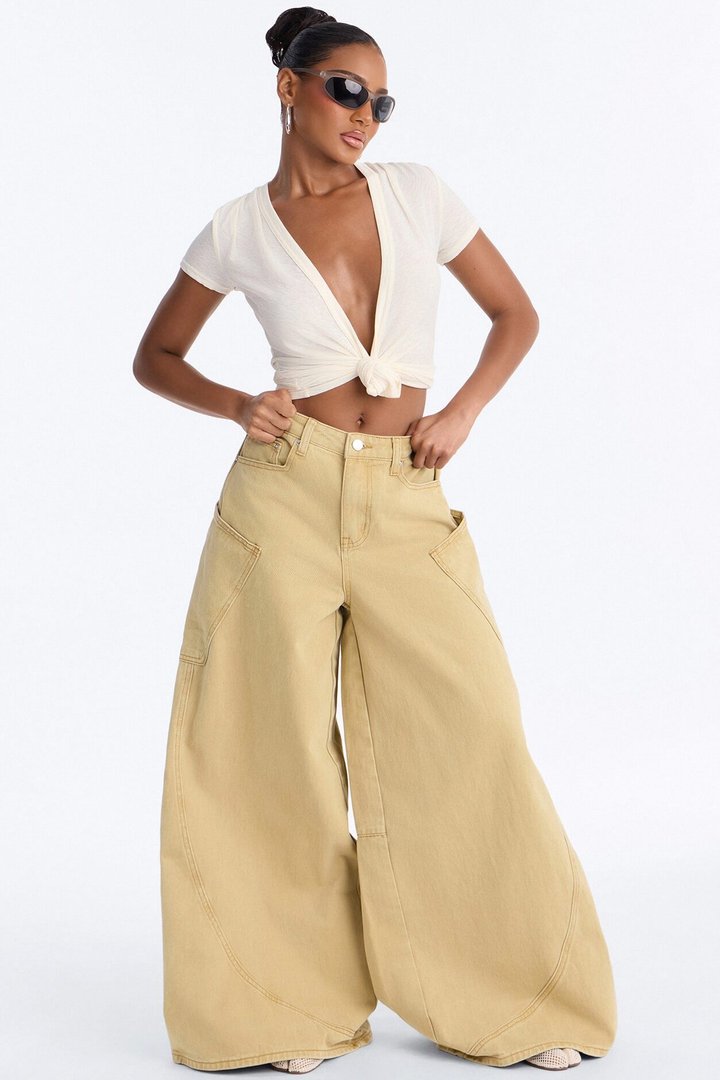 Tenants Wide Leg Barrel Pant - Mustard