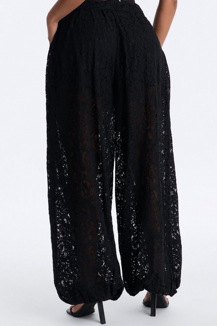 Barely A Secret Sheer Lace Balloon Pant 30″ - Black