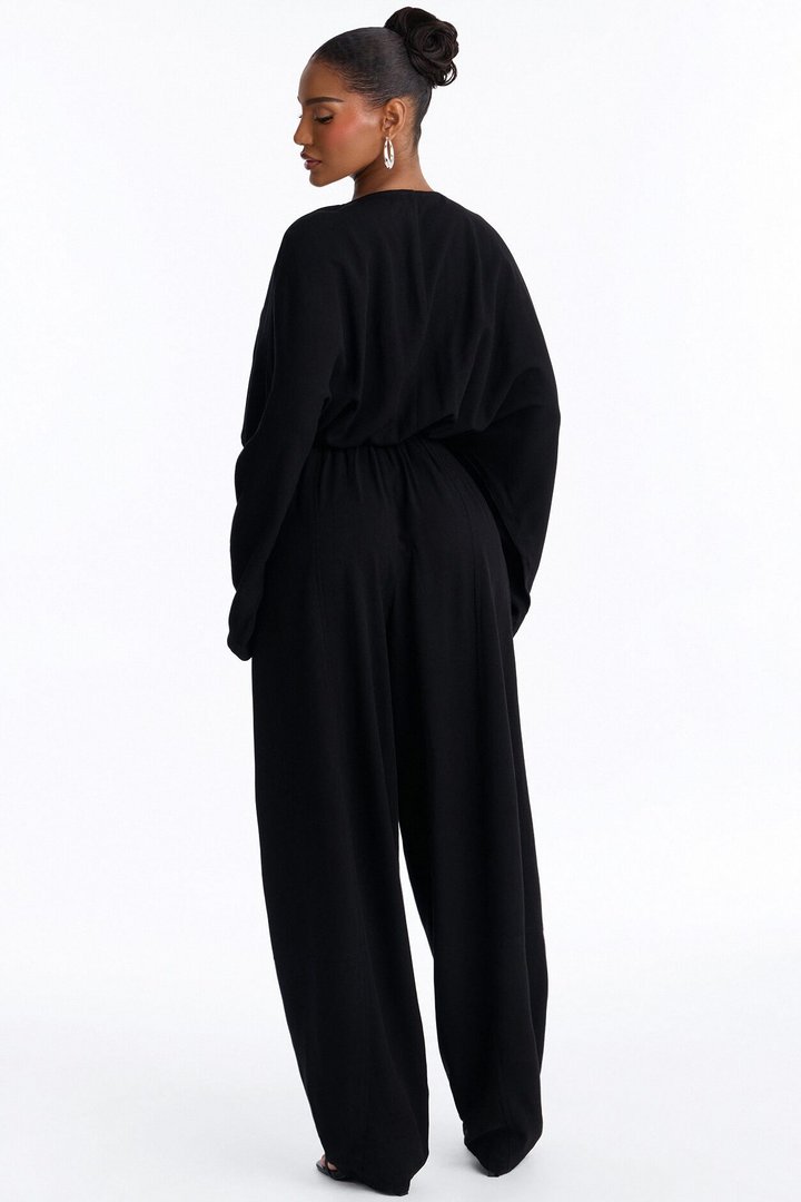 Emery Linen Straight Leg Jumpsuit - Black