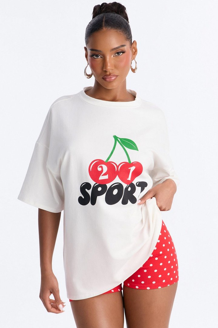 Cherry Play Polka Dot Biker Short Set - Red/combo