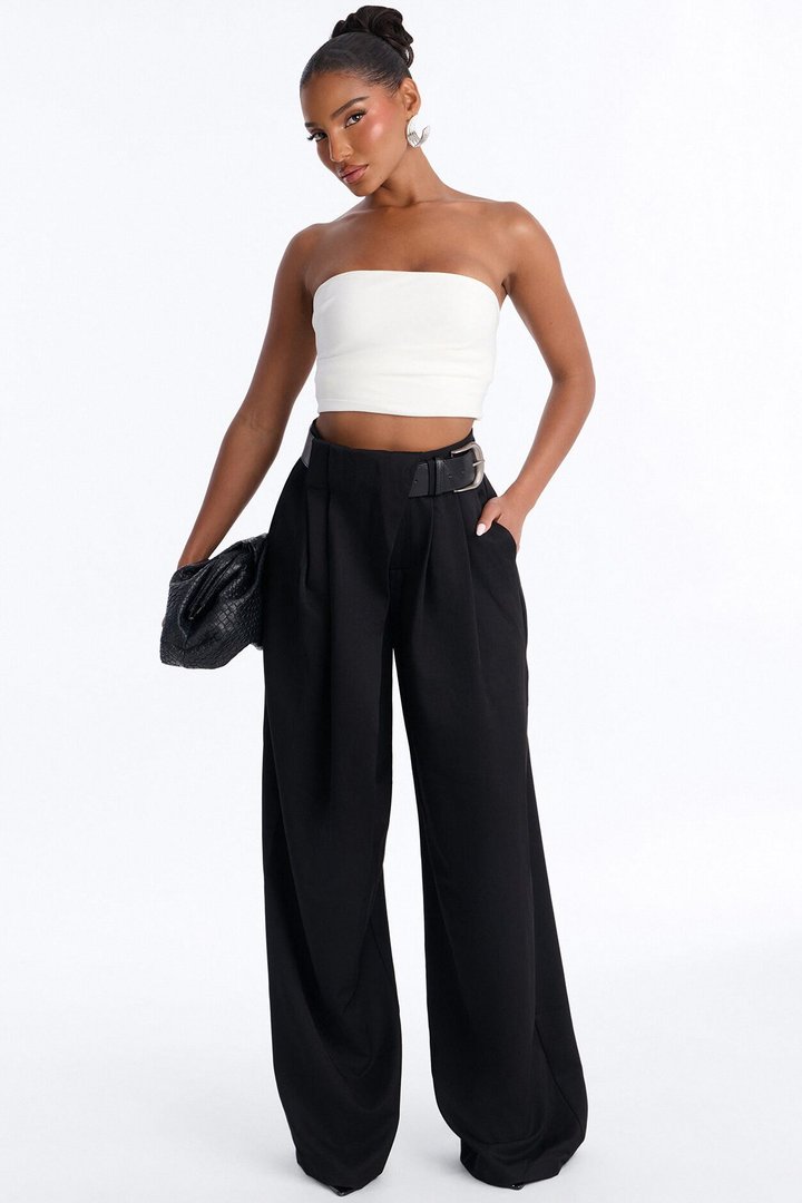 Natalie High Rise Wide Leg Trouser - Black