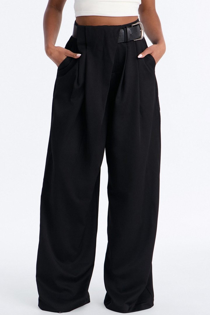 Natalie High Rise Wide Leg Trouser - Black