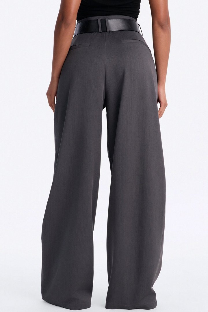Natalie High Rise Wide Leg Trouser - Charcoal