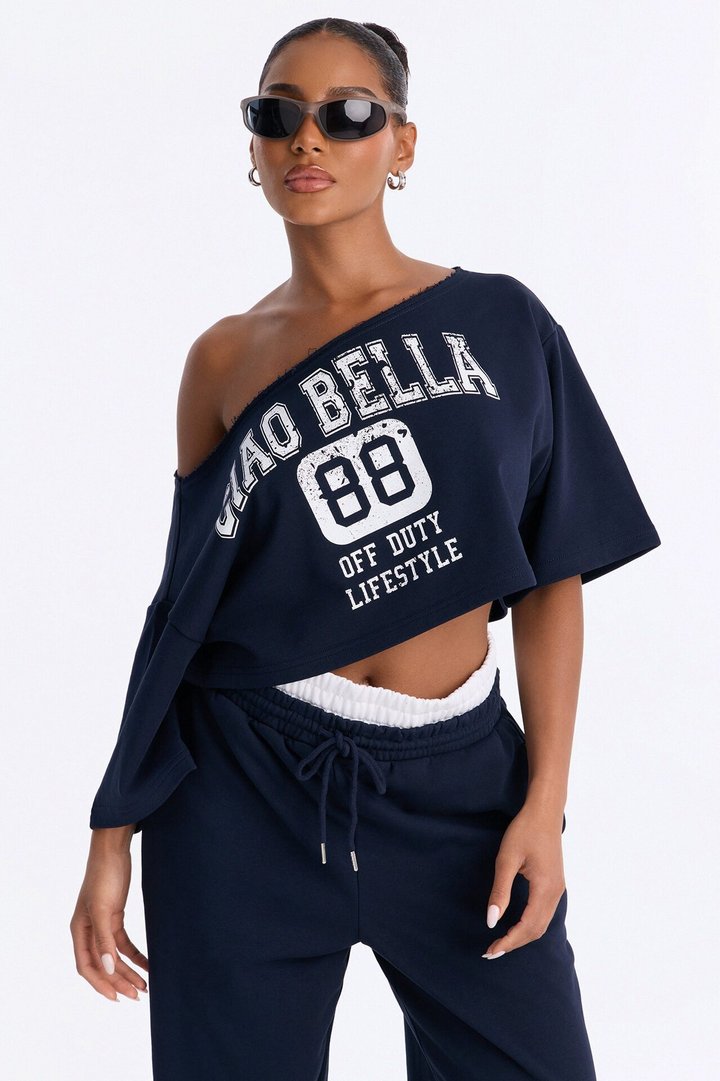 Ciao Bella French Terry Capri Jogger Set - Navy