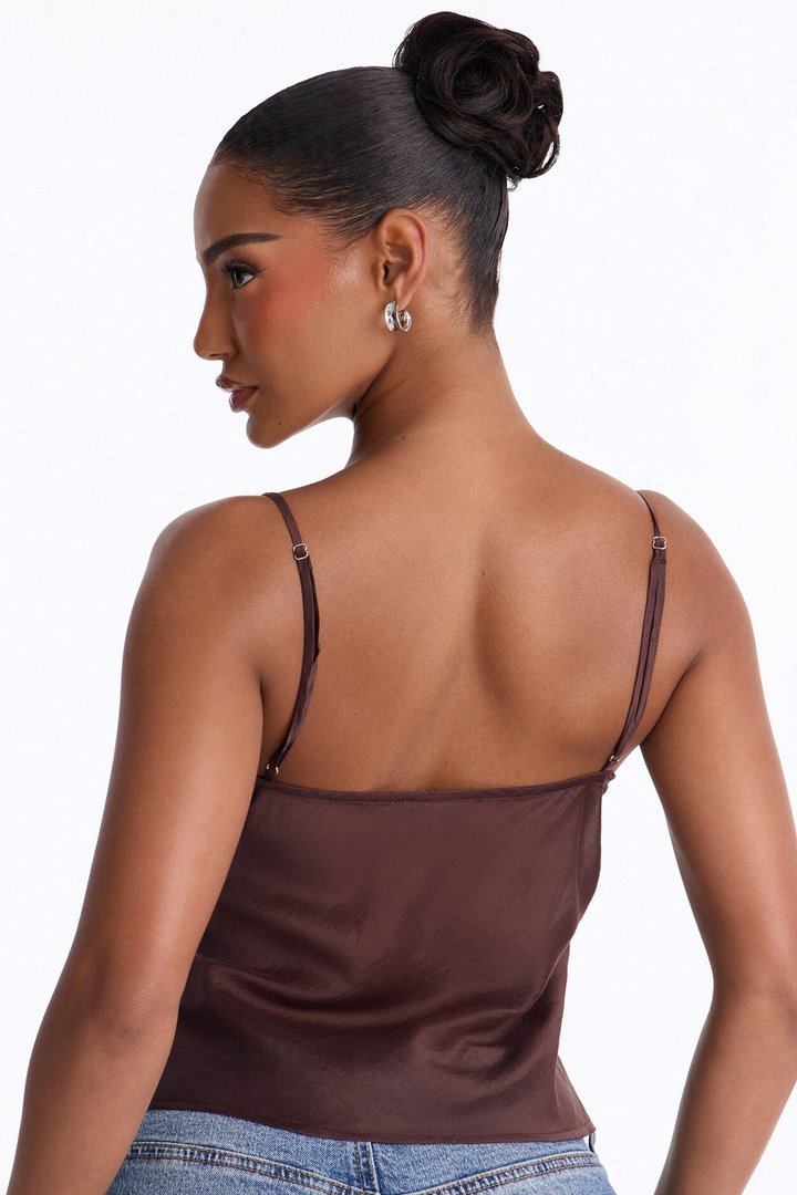 Cutie On the Loose Organza Cami Top - Brown