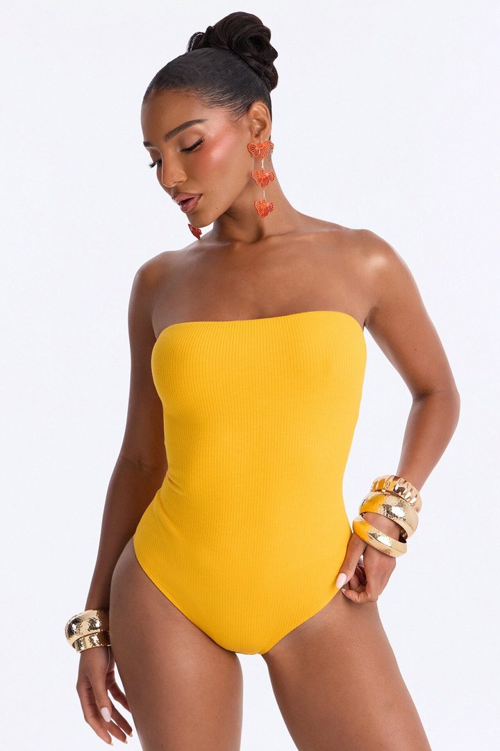 Demi Double Lined Tube Bodysuit - Orange