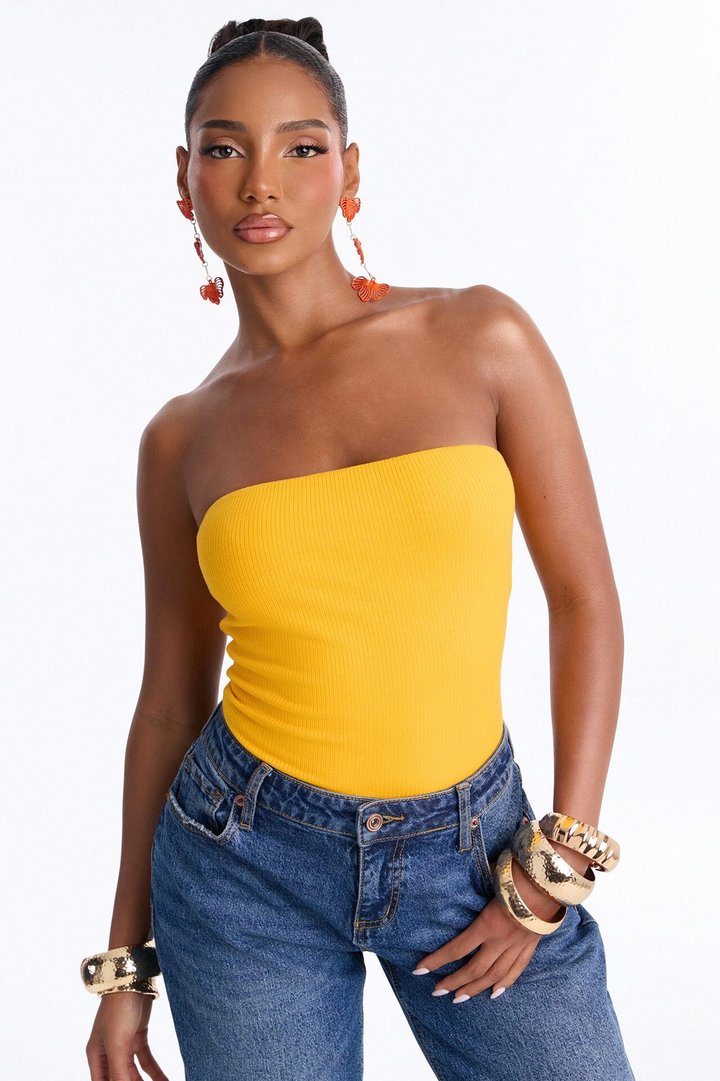 Demi Double Lined Tube Bodysuit - Orange