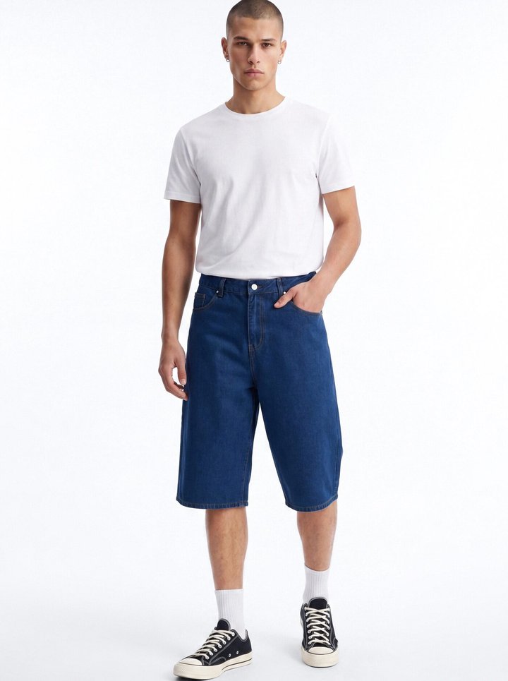 Baggy Vandal Leopard Denim Short - Dark Wash