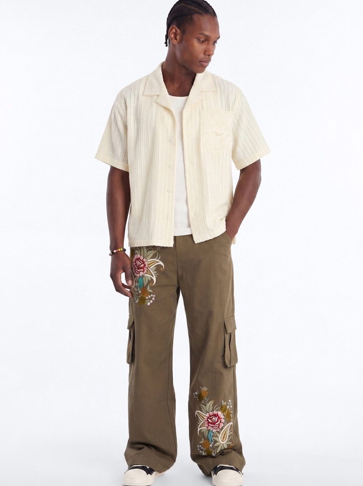 Sunday Social Cuban Collar Button Up Shirt - Cream