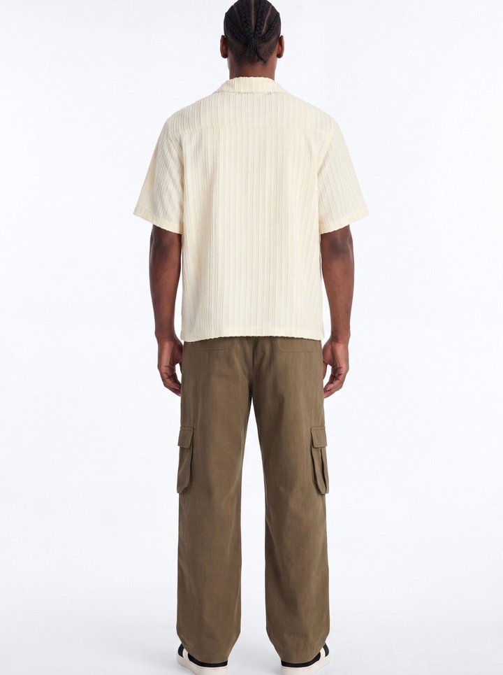Sunday Social Cuban Collar Button Up Shirt - Cream