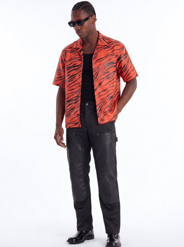 Can't Be Tamed Cuban Collar Button Up Shirt - Orange