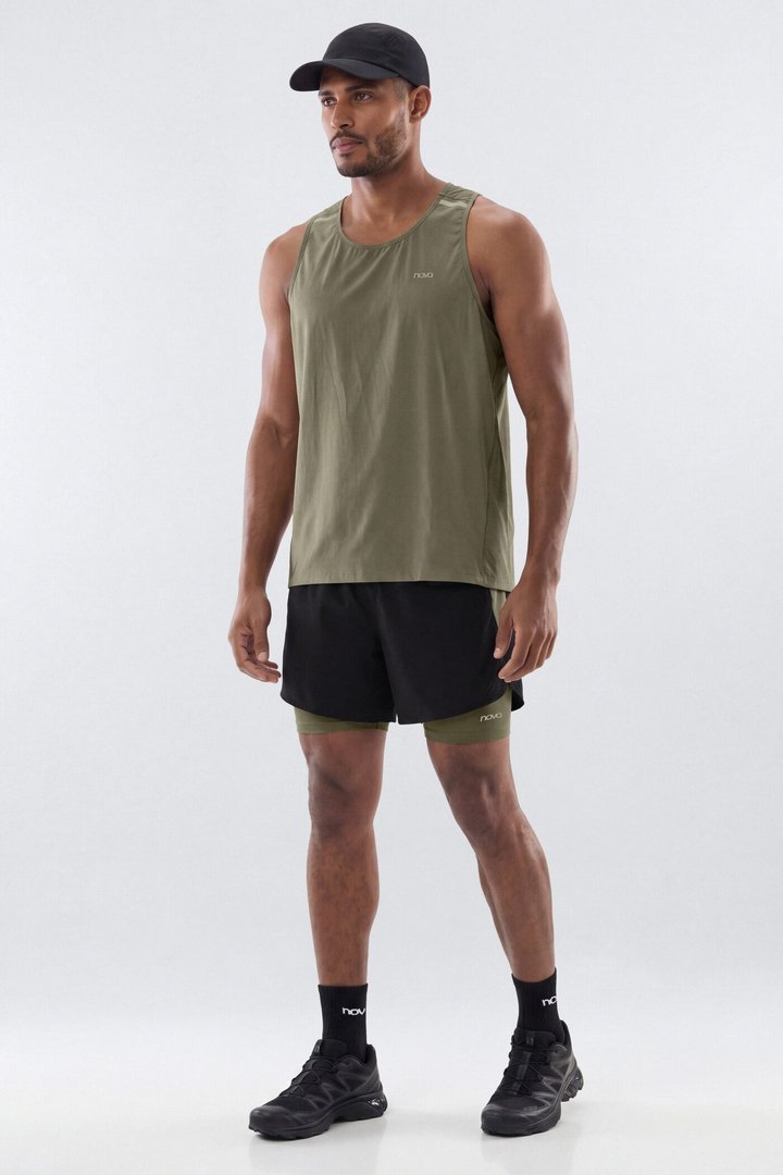 Lightweight Reflective Running Tank - Moss