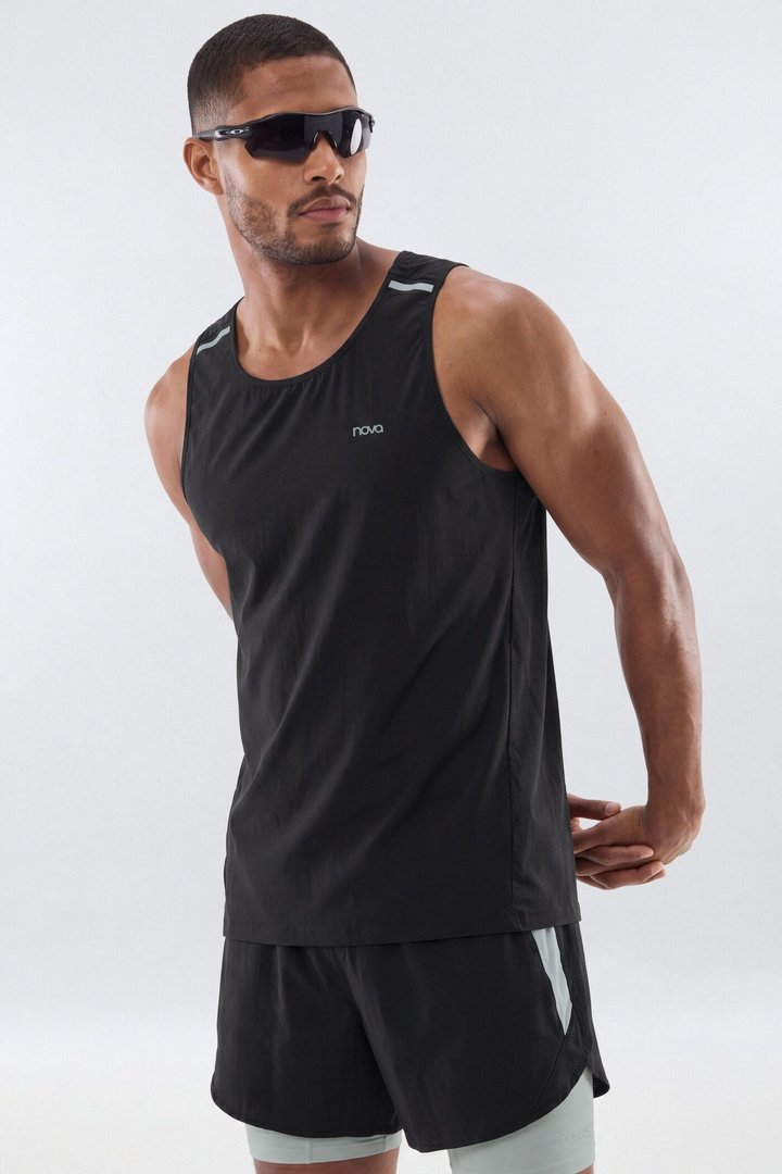 Lightweight Reflective Running Tank - Black