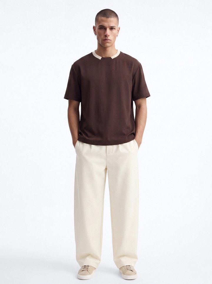Classic Essentialist Contrast Tee - Brown/combo