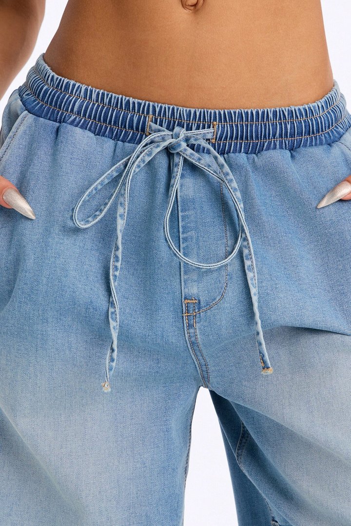 Nantucket Linen Blend Pull On Jeans - Light Wash