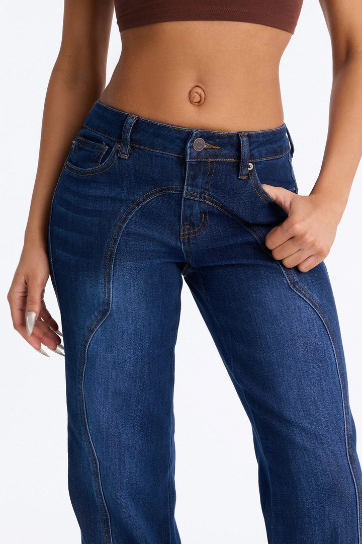 Soho Low Rise Stretch Straight Leg Jeans - Dark Wash