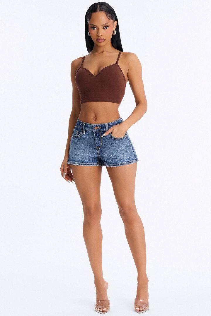 Newport Low Rise Stretch Denim Shorts - Dark Wash