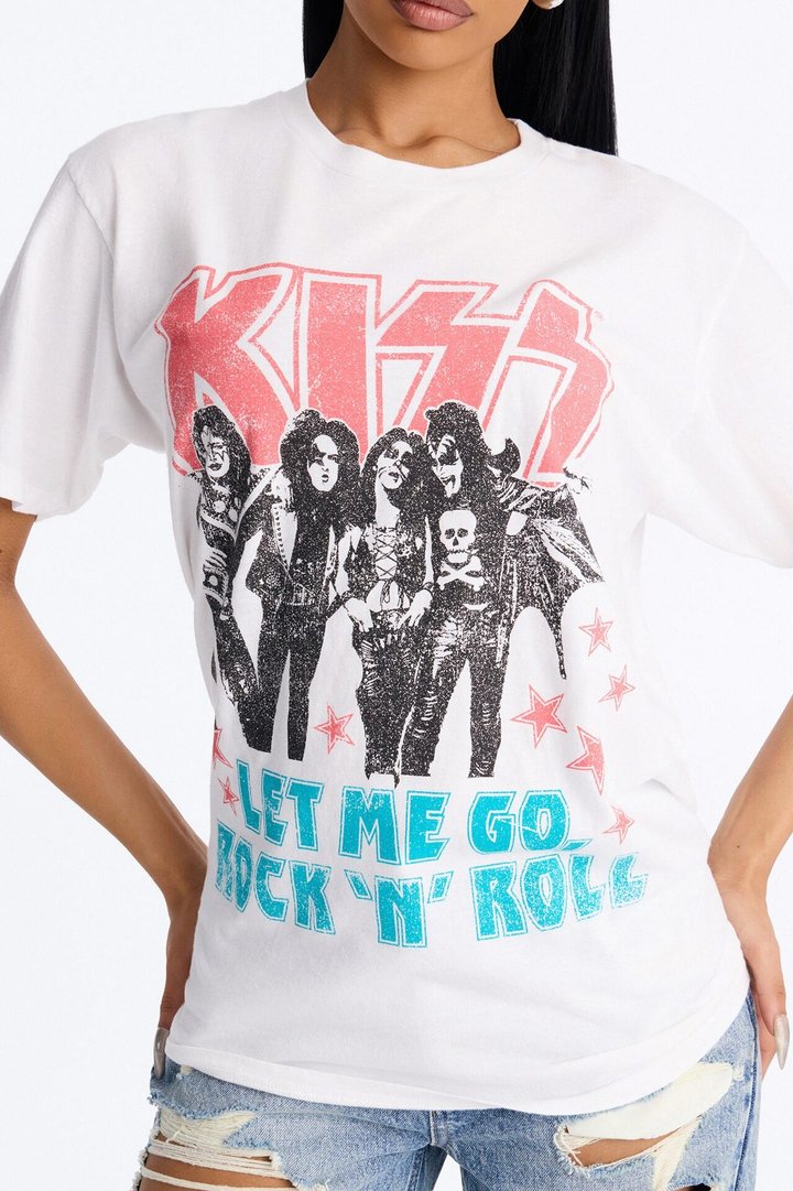Let Me Go KISS Washed T-Shirt - White