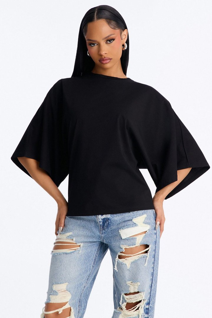 Kendall Oversized Short Sleeve T-Shirt - Black