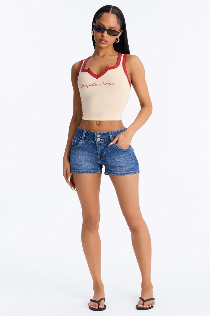 Tequila Sunset Contrast Tank Top - Butter Yellow