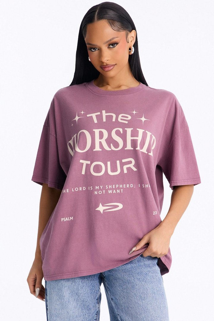 The Worship Tour Washed Tee - Purple